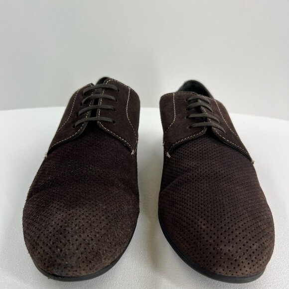 Bugatchi Suede Perforated Derby Dress Shoes Mens 10 Lace Up Casual Leather Brown main image 9